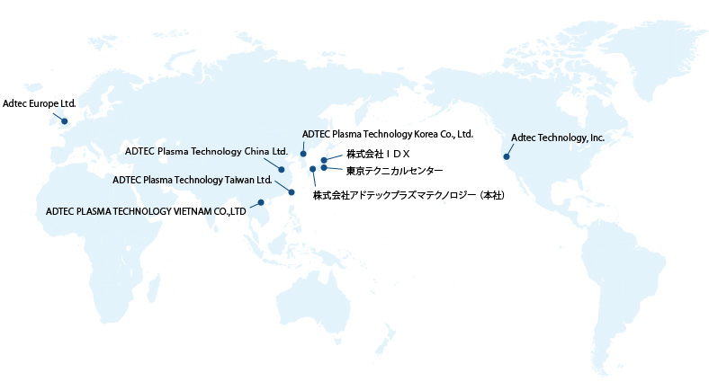 国内・海外の拠点（地図）